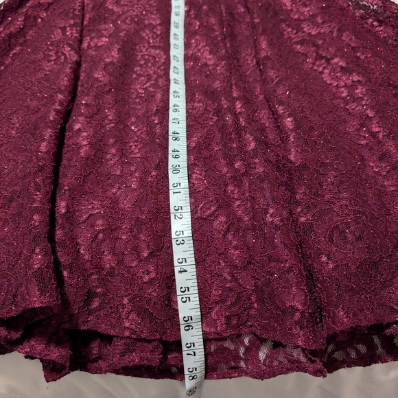 R & M Richards Strapless Wine Lace Gown - Picture 3 of 7